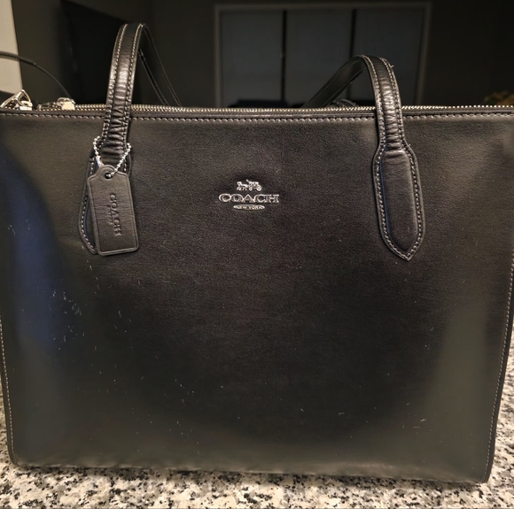 Coach Handbags - Coach Midnight Black Leather Nina Tote Aka Work Tote